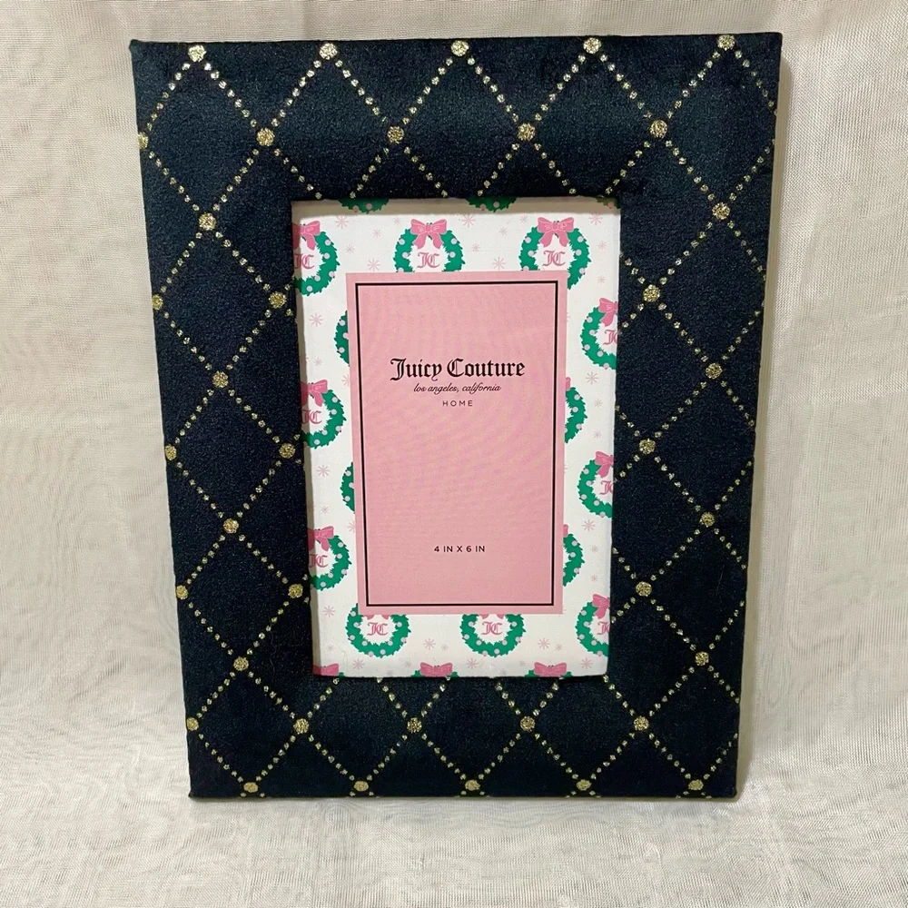Juicy Couture Elegant Black Velour Frame with Gold Accents, New